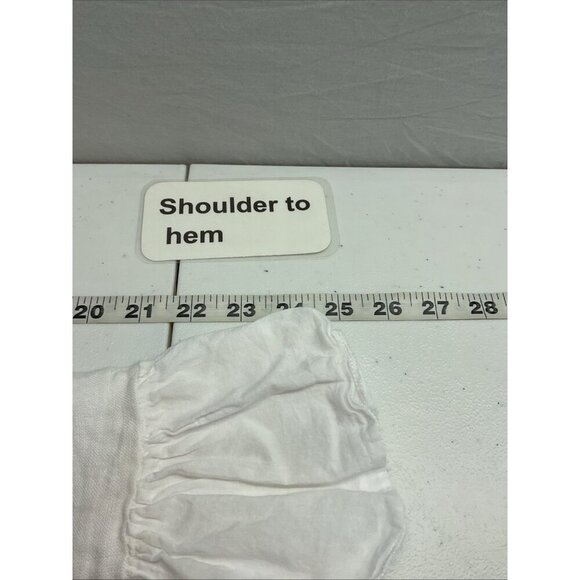 Terzo Millennio Italy 100% Linen Ruffle Top White Minimalist Coastal oversize SM - Picture 4 of 10